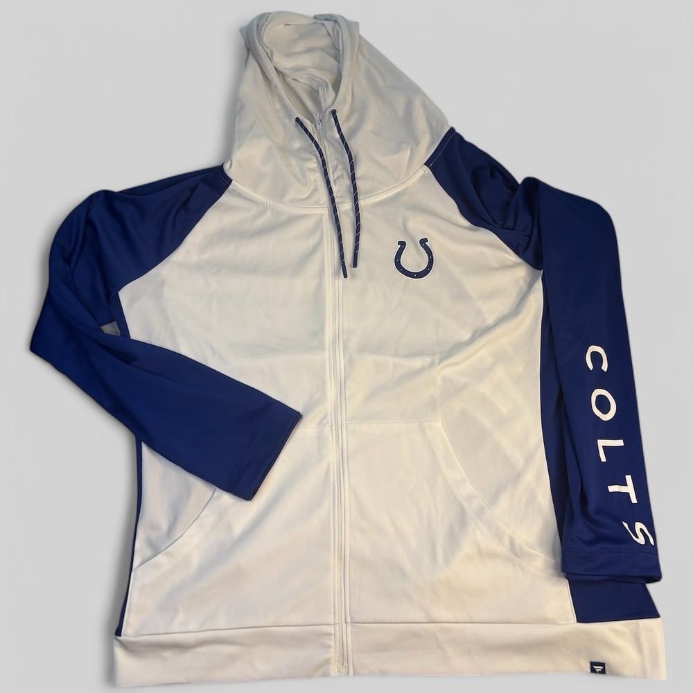 Indianapolis Colts Hoodie Womens 3X Full Zip Lightweight Fanatics White‎ Blue